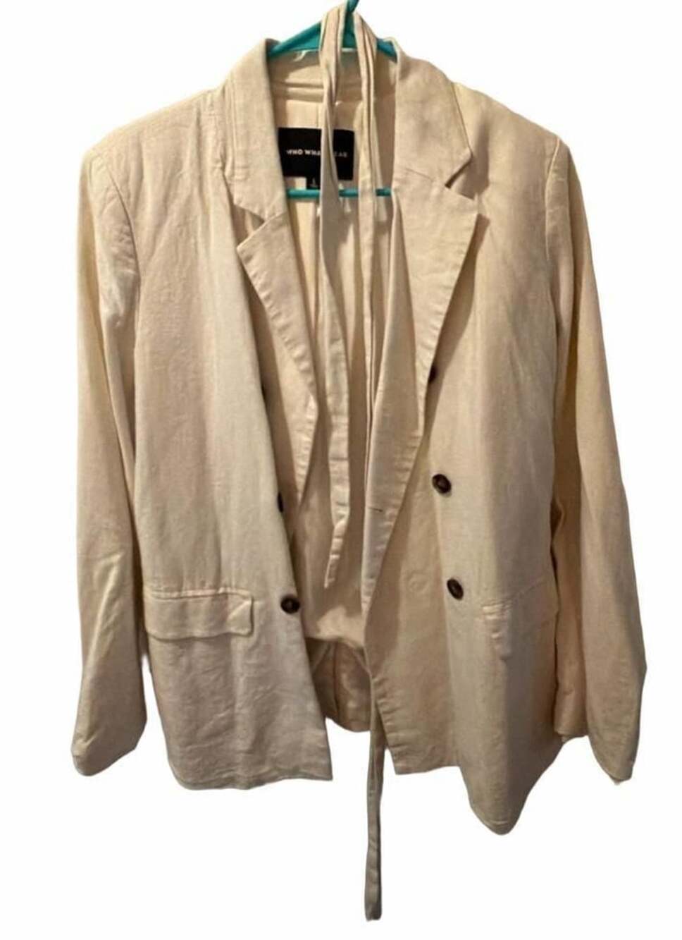 Who What Wear Linen Blend Blazer Cream Size L